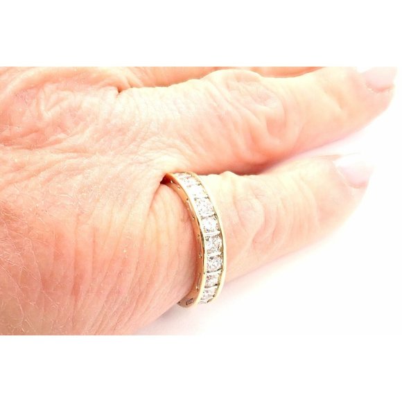 Rare! Vintage Authentic Cartier 18k Yellow Gold Diamond Eternity Band Stack Ring - Picture 11 of 11